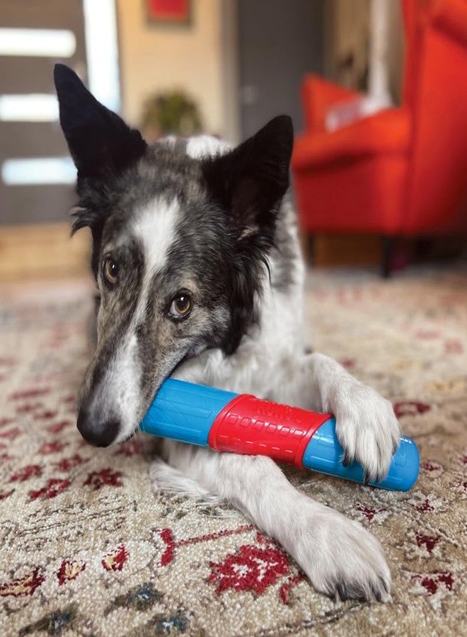 KONG CoreStrength Rattlez Ball Dog Toy Blue/Red, Large - Image 4